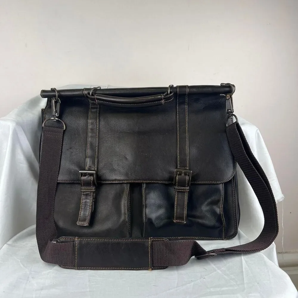 Wilson's VTG Large Chocolate Brown Leather Briefcase Men's Computer Bag Organize